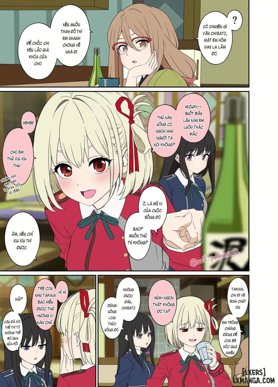 Làm tình với Nishikigi Chisato và Inoue Takina đang say rượu 